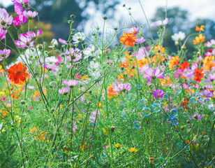 Fototapeta premium あけぼの山農業公園の美しいコスモス