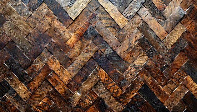 Splintered parquet floor, intricate pattern, topdown view,
