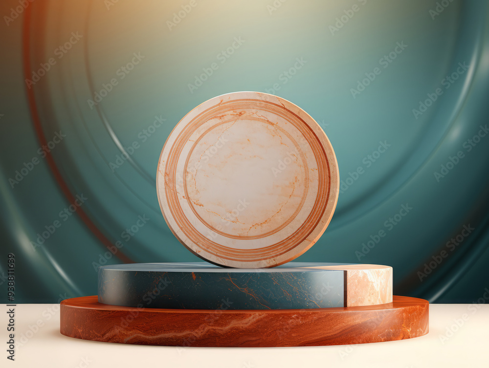 Wall mural luxurious a copper plate with a round object on it