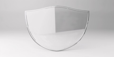 3D graphic of see-through glass protection on blank backdrop with room for text.