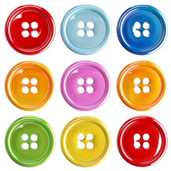 Colorful plastic button isolated on transparent background