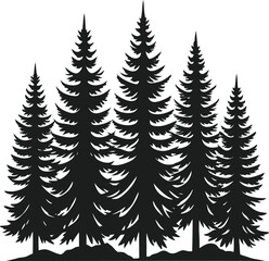 Obraz premium Pine trees silhouette vector