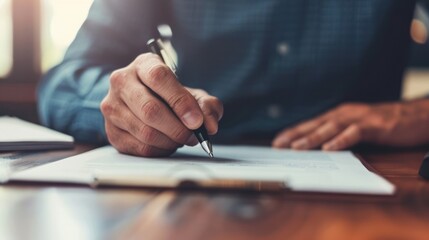 Closeup of a Person's Hand Writing on a Document