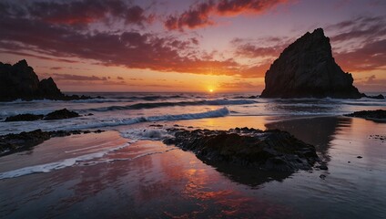 Obraz premium beautiful photo of beach scenery in the afternoon made by AI generative