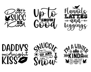 Elegant Winter Typography, Hand Lettering Collection Vector Illustration for Packaging, Poster, Printable