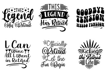 Classic Retirement Trendy Retro Style Illustration, Typography Collection Vector Illustration for Announcement, Bookmark, Sticker