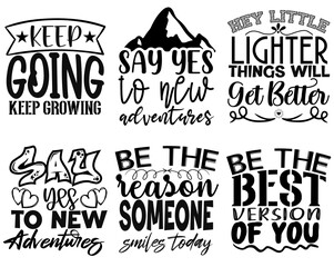 Creative Positive Calligraphic Lettering, Typographic Emblems Set Vector Illustration for Social Media Post, Magazine, Mug Design