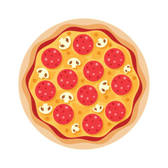 Pizza icon in flat style. Pepperoni food vector illustration on isolated background. Pizzeria sign business concept.