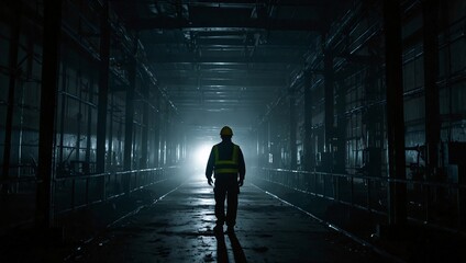 epic photo of technicians in industrial work area with low light made by AI generative