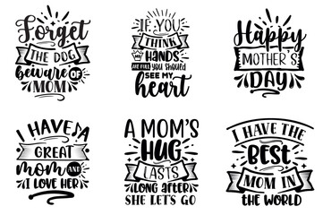 Fototapeta premium Colourful Mom Typography, Quotes Pack Vector Illustration for Icon, Book Cover, Newsletter