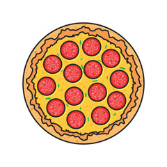 Pizza icon in flat style. Pepperoni food vector illustration on isolated background. Pizzeria sign business concept.