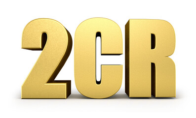 3d golden 2cr isolated on background. 3d illustration.	