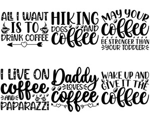 Minimal Coffee Lover Labels And Badges, Typography Bundle Vector Illustration for Announcement, Advertising, Presentation