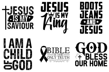 Obraz premium Classic Christian Typography, Labels And Badges Bundle Vector Illustration for Bookmark, Presentation, Newsletter