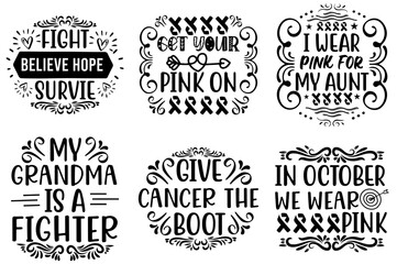 Fototapeta premium Colourful Cancer Calligraphy, Labels And Badges Collection Vector Illustration for Brochure, Postcard, Holiday Cards