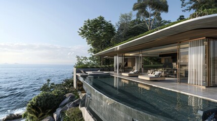 Modern Cliffside Villa with Infinity Pool and Ocean View