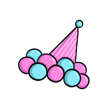 recommend clip art: Cartoon clown hat, joker hat, hat with hair, wig, blue pink hat