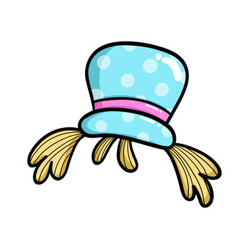 recommend clip art: Cartoon clown hat, joker hat, hat with hair, wig, blue pink hat