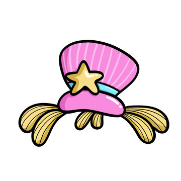 recommend clip art: Cartoon clown hat, joker hat, hat with hair, wig, blue pink hat
