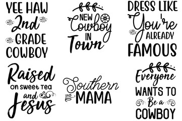 Fototapeta premium Cute Western Typographic Emblems, Calligraphic Lettering Bundle Vector Illustration for Printing Press, Label, Banner