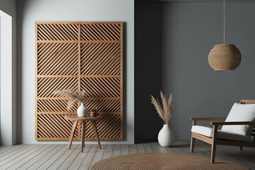 Rustic Solid Wood Lattice Design in Atmospheric 3D Render with Minimalist Background