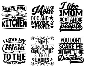 Vibrant Mom Typography Typographic Emblems, Calligraphy Bundle Vector Illustration for Advertisement, Presentation, Newsletter