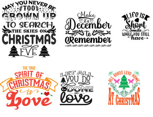 Minimalist Merry Christmas Hand Lettering, Labels And Badges Collection Vector Illustration for Packaging, Greeting Card, Advertisement