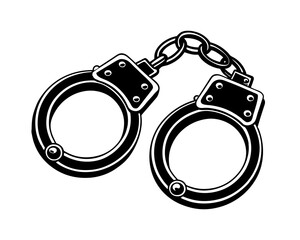 Handcuffs black silhouette vector illustration