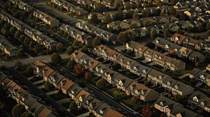Obraz premium Aerial View of a Suburban Neighborhood
