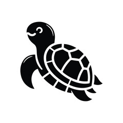 Turtle black silhouette vector with white background.