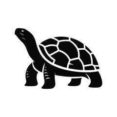 Turtle black silhouette vector with white background.