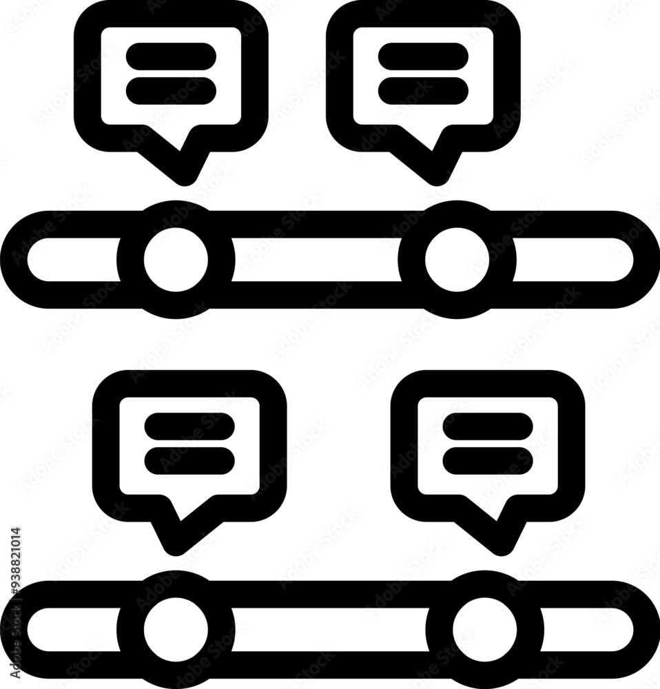 Poster simple timeline is showing progress with chat bubbles representing communication