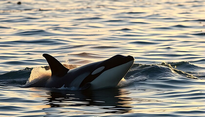 Naklejka premium Orca Sunset Banner