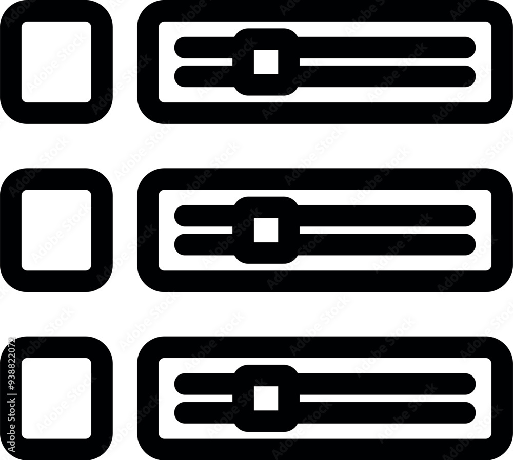 Poster black linear icon of a server rack, symbolizing data storage, processing power, and network infrastr