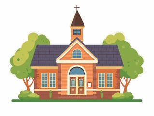 Fototapeta premium Traditional school building simple illustration. AI generated