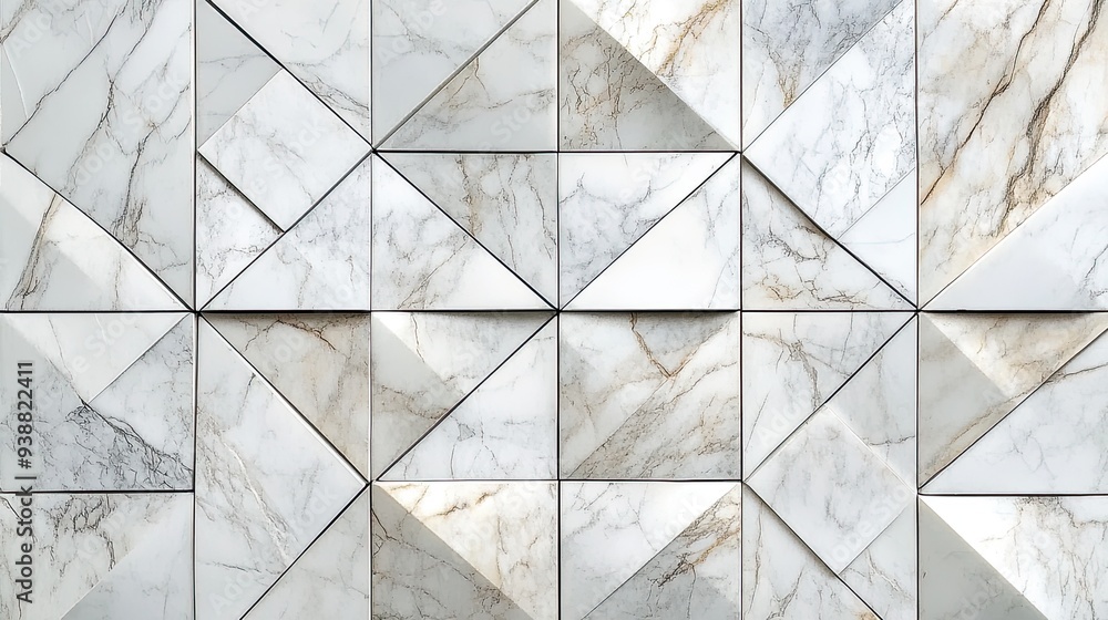 Poster white marble tiles arranged in a geometric pattern. this image is ideal for projects related to arch