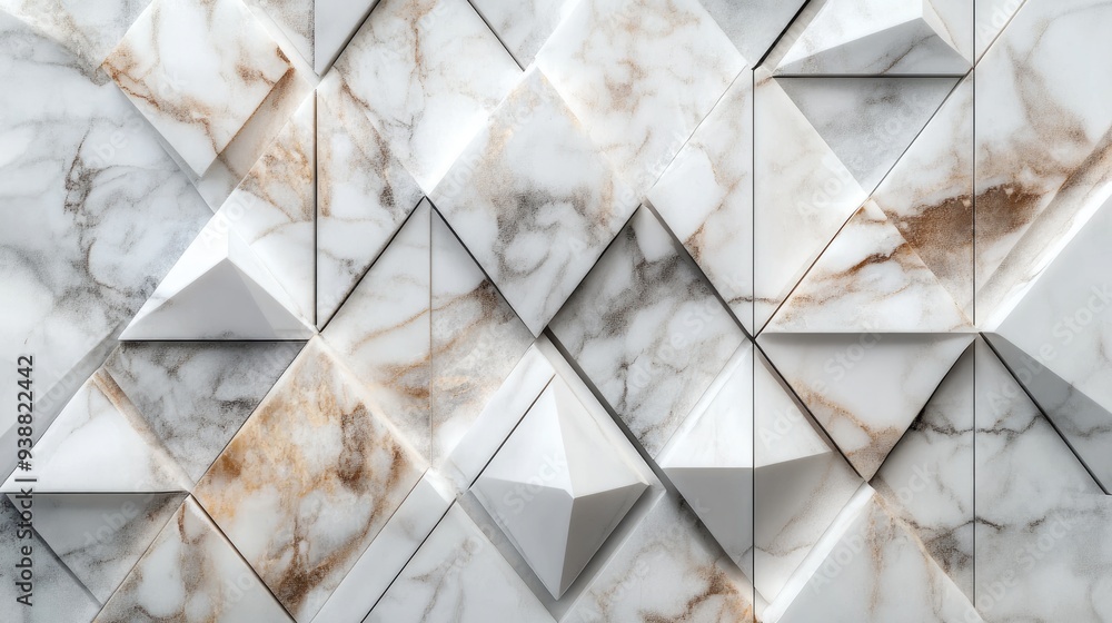 Poster white marble tiles arranged in a geometric pattern. this image is perfect for a minimalist and moder