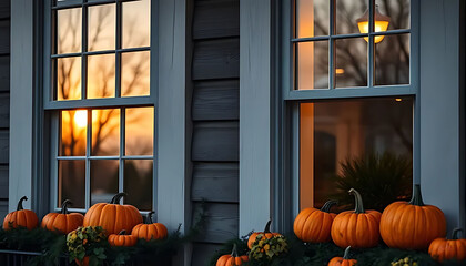 Obraz premium Pumpkin Sunset Banner