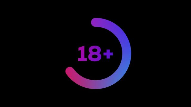 Under 18+ years old sign the warning symbol. 18 years old and above Prohibited adult content, with transparent background. 4K footage
