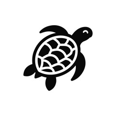 Fototapeta premium Turtle black silhouette vector with white background.