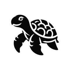 Turtle black silhouette vector with white background.