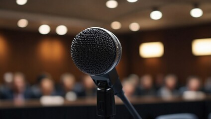 microphone focus photo on stage made by AI generative