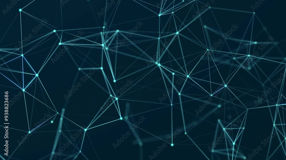 Poster abstract colored polygonal space with dots and lines motion. data technology and scientific illustra