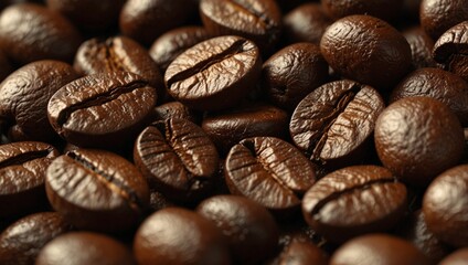 Fototapeta premium detailed focus photo of roasted coffee beans made by AI generative