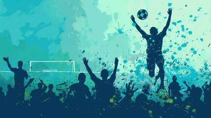Obraz premium Illustration of a football match with a victory celebration. 