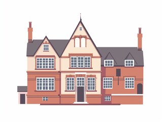 Naklejka premium Traditional school building simple illustration. AI generated