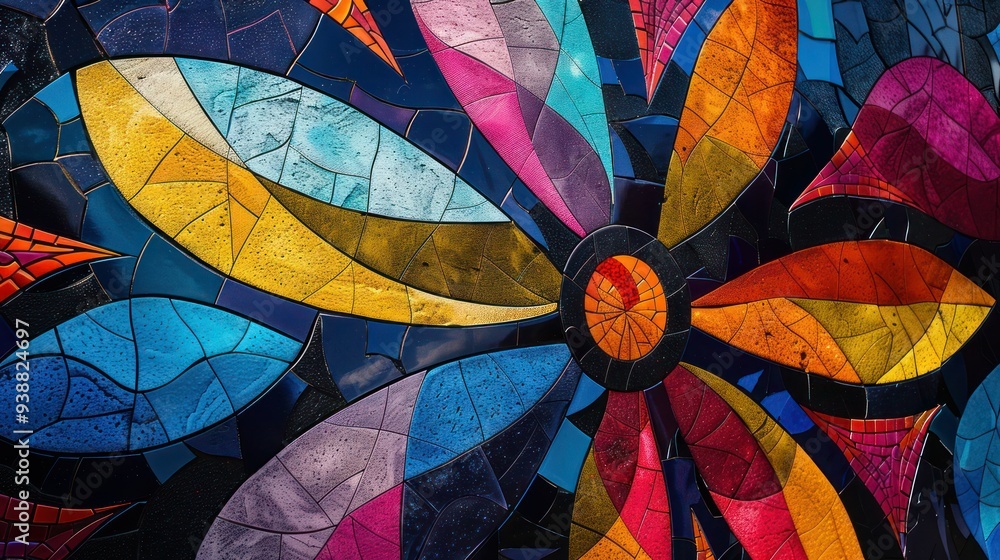 Poster close-up of abstract shapes and patterns symbolizing celebration.