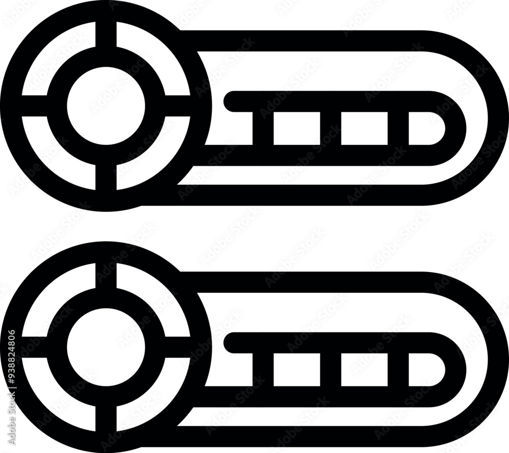 Poster simple vector icon representing two round slider bars with four steps being adjusted