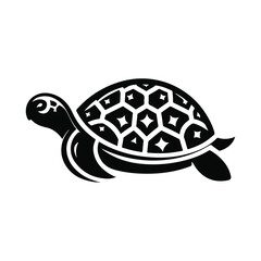 Obraz premium Turtle black silhouette vector with white background.