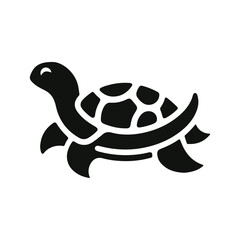 Turtle black silhouette vector with white background.